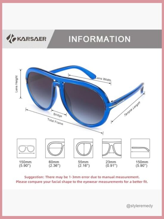Oversized Retro Aviator Sunglasses with UV Protection main image 4